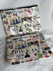 2 Taylor Swift Makeup Bag Pencil Pouch 1989 Swiftie TS Era Red Lovers New - Picture 1 of 6