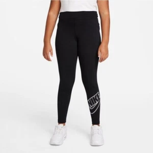 Nike Sportswear Essential Big Kids' Girl's Mid-Rise Leggings Sz. L Black/White. - Picture 1 of 10