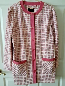 NWOT Isaac Mizrahi Live! Chenille Yarn Knit Tweed Long Jacket Size M RV $145.00 - Picture 1 of 6