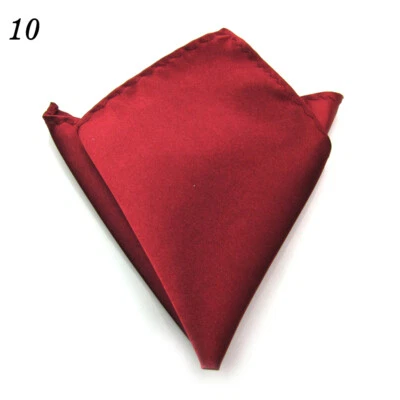 Fashion Men's Party Suit Pocket Square Solid Smooth Handkerchief Kerchief US - Image 1 of 4