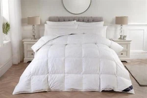 King Bed Size Goose Feather & Down Duvet Quilt & 2 Pillows, 230TC 100% Cotton - Picture 1 of 8