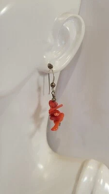 Fatto a Mano Spice Rosso Branch Corallo Argento Sterling Orecchini Trafitto - Immagine 1 di 3