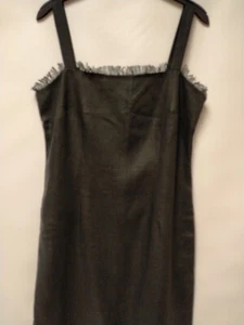 FENN WRIGHT MANSON Black 100% Linen Fringed Formal Dress Fully Lined Races UK12  - Picture 1 of 5