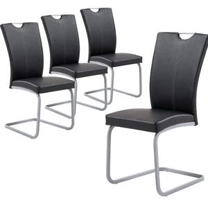 JIEXI 4PC PU Leather Armless Ergnomic Chair Dining Kitchen Room Seat Chrome Base - Picture 1 of 14