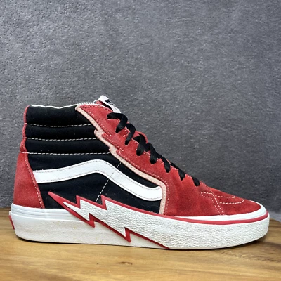 Vans Sk8-Hi Bolt Black Red Suede Canvas Skate Shoes Hi Top Sneaker Men's Size 8 - Image 1 of 4