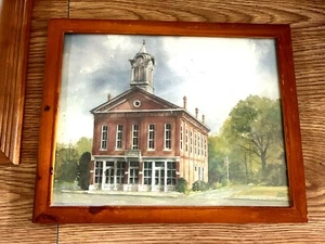 VINTAGE HUNTINGBURG (IN) JERRY BRAUN QUADRO PIÙ PICCOLO INCORNICIATO 'MUNICIPIO' - RARO! - Foto 1 di 2