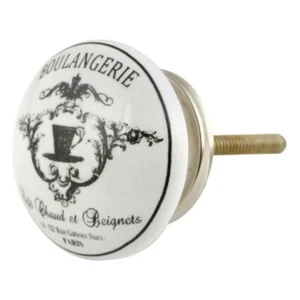 Set of 8 Handmade Boulangerie Paris Flat Ceramic Drawer Cabinet knobs - Picture 1 of 2