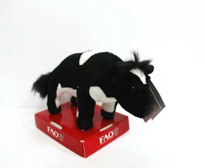 Juguete de peluche de vaca FAO Schwarz L 7" H 4,5" negro blanco nuevo - Imagen 1 de 5