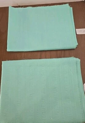 Vintage Cotton Blend Fabric Lot 2 Yards And . 75 Yards X 44"  Pale Aqua Sewing - Image 1 of 4