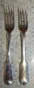 Antique Silver Forks Pair 2 of English Joseph Albert Savory Desert Starter c1854 - Picture 1 of 4