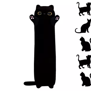 Long Black Cat Plush Body Pillow,43.32'' Giant Kawaii Black Cat Plush Kitten ... - Picture 1 of 7