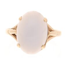 9Carat Yellow Gold Moonstone Solitaire Ring (Size N) 10x13mm Head