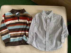 Gymboree Jungen Größe 2T - 1/4 Zip Pullover Pulli und gestreiftes Button Down Shirt - Bild 1 von 7