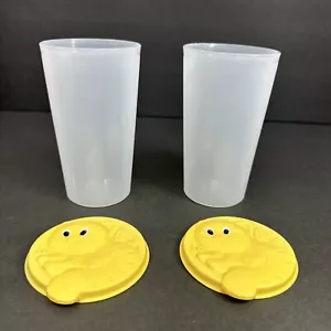 2 Vtg Rubbermaid Servin Saver Tumbler Cup Tea Water Beverage 3926 Cat Lid 189k - Picture 1 of 22