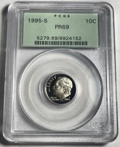 1995-S PROOF ROOSEVELT DIME GRADED PCGS PR69 OGH OLD GREEN HOLDER - Picture 1 of 6
