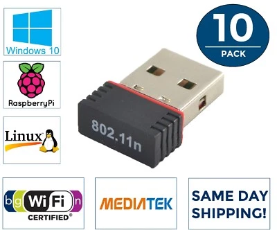 10x LOT MediaTek Mini USB WiFi Wireless Network Adapter 802.11n/g/b Raspberry Pi - Image 1 of 3