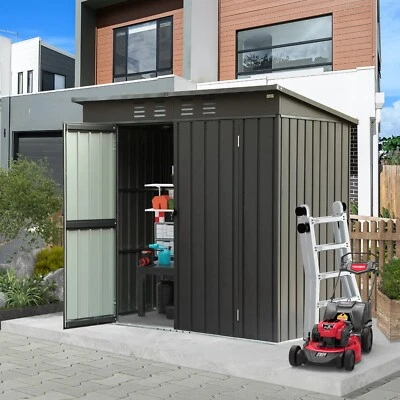 DOMI OUTDOOR LIVING Domi Backyard Storage Shed 6.3' x 4.5' w/Sloping Roof Steel Frame Lockable Door