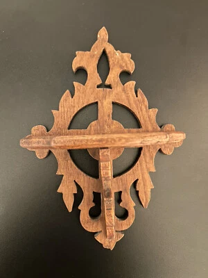 Vintage Wooden Hanging Wall Shelf Victorian Ornate Hand Tooled - Image 1 of 4