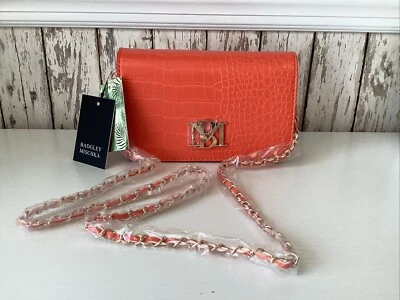 BOLSO BANDOLERA/CARTERA BADGLEY MISCHKA NARANJA COCODRILO NUEVO CON ETIQUETAS CON PLACA CON LOGO Foto 1 de 4