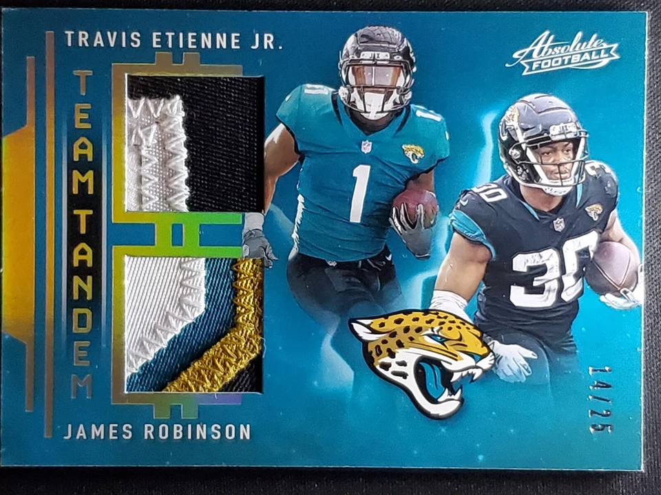 2021 Absolute Travis Etienne/James Robinson Team Tandem Jersey #18/25 Jaguars  - Image 1 of 2