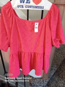 Lane Bryant Top Größe 18/20 rosa Bauernstil Neu mit Etikett - Bild 1 von 4