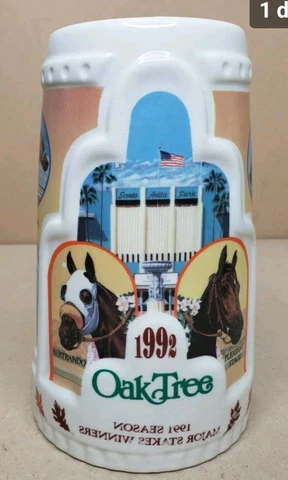 Collectible 1992 Oak Tree Stakes Winning Trainers Beer Stein Cup Mug Rare Cover