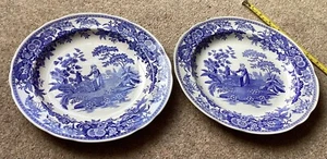 2 Spode Blue Room plates girl at well 27cm diameter - Picture 1 of 2