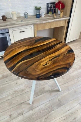 Handmade Round Epoxy Resin Dining Table | Custom Wood & Resin Coffee Table | Oce - Image 1 of 4