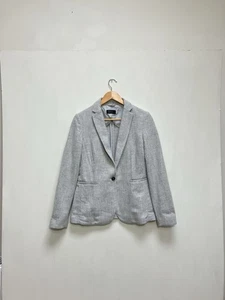 Massimo Dutti Womens Blazer Jacket Size UK 12 Grey  Alpaca Wool Smart Formal - Picture 1 of 14