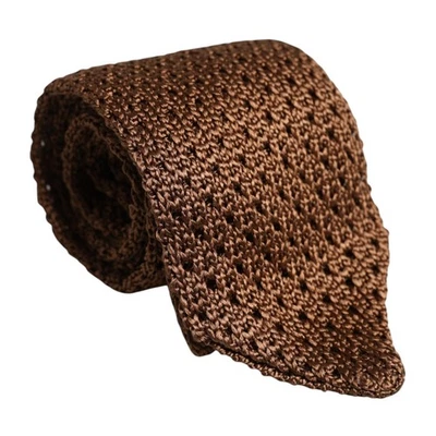 DOLCE & GABBANA Tie Brown 100% Silk Adjustable Necktie Men Accessory RRP 220usd - Image 1 of 4