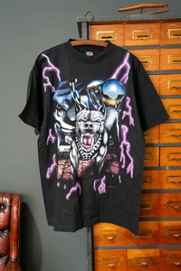 Vintage American Thunder Lightning AOP T Shirt Pitbull Biker Motorcycle L NOS - Picture 1 of 9