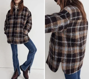 MADEWELL Women’s Size XL Wool Cassel Plaid Belrose Oversized Shirt Jacket $268 - Picture 1 of 11
