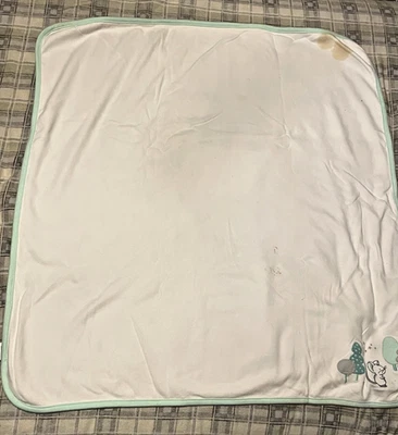 HTF Gymboree Sweet Forest Mouse Baby Blanket Mint/Aqua White Tree Cotton 2016 P1 - Image 1 of 4