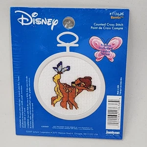 Disney Bambi Counted Cross Stitch Mini Kit w/ Frame Janlyn #1136-36 Butterfly - Picture 1 of 3
