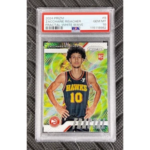 Panini Prizm Zaccharie Risacher 2024 fractal onda blanca/20 PSA 10 #8 novato SSP - Imagen 1 de 2