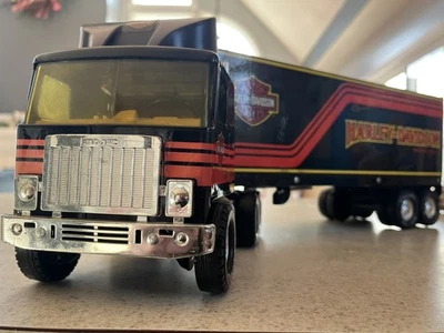 Vintage Nylint Harley Davidson GMC Tractor Trailer Semi Steel . 21” - Image 1 of 4