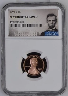 1992 S LINCOLN MEMORIAL 1¢  NGC PF 69 RD ULTRA CAMEO - Image 1 of 2