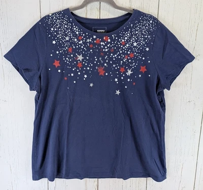 Top informal Sonoma talla XL algodón azul estampado de estrellas manga corta para mujer Foto 1 de 4