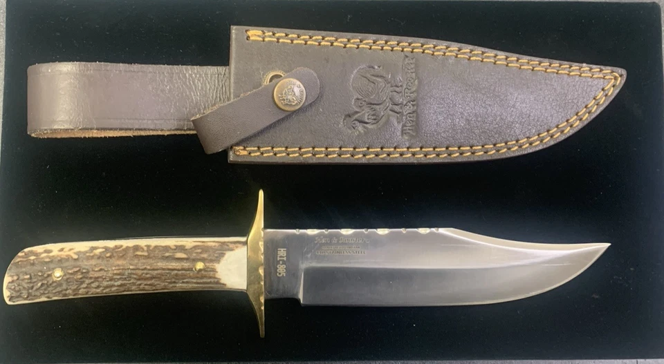 Hen & Rooster HRI-805 Bowie Large Fixed Blade Knife W/ Leather Sheath NIB  - Image 1 of 4