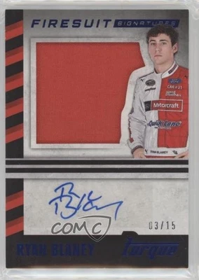 2016 Panini Torque Silhouettes Firesuit Signatures Blue /15 Ryan Blaney Auto - Image 1 of 2