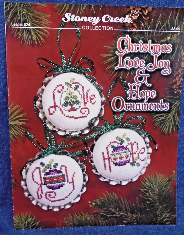 Stoney Creek Christmas Love Joy Hope Ornaments 624 Cross Stitch Pattern Leaflet - Image 1 of 2