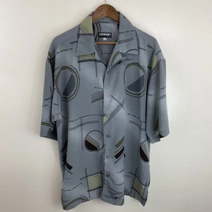 Mench Platinum Shirt Mens XL Xtra Large Gray Geometric Short Sleeve Button - Picture 1 of 12