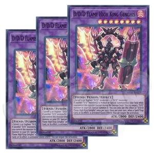 Yugioh D/D/D Flame High King Genghis x 3 - Super Rare NM - Free Holo Card - Picture 1 of 1