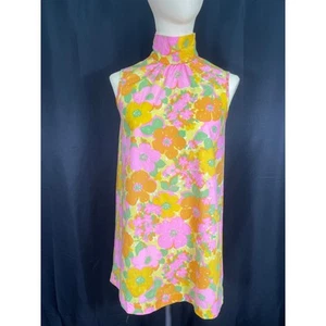 Vintage 60s Miss Brent Floral Halter Dress - Girls Size - Picture 1 of 8