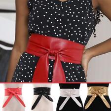 Women Bow Belt Wide Soft Leather Corset Cinch Belt Self Tie Waistband For Dress⊙