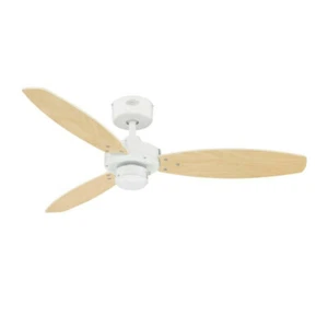 Deckenventilator mit Zugschnur Decken Lüfter ohne Lampe Jet Weiß Ahorn 105 cm - Bild 1 von 2