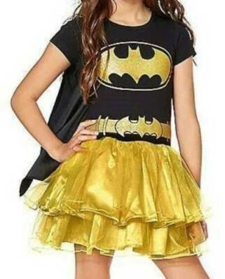 Disfraz de Halloween Batgirl Batman 10/12 Negro Amarillo Tutú Vestido y Capa 2 Piezas Niñas Foto 1 de 4