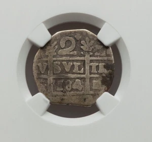 184 VENEZUELA CARACAS SILVER 2 REALES KM-C13.1 NGC GOOD-4 - Picture 1 of 4