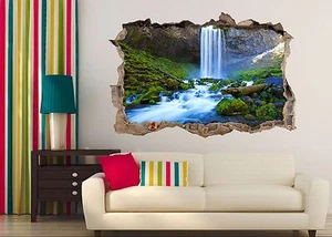 3D Waterfall 62 Wall Murals Stickers Decal breakthrough AJ WALLPAPER AU Lemon - Picture 1 of 6