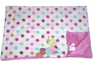 Taggies Caterpillar Baby Blanket Polka Dot Aqua Green Pink Brown 30x40" Lovey - Picture 1 of 2
